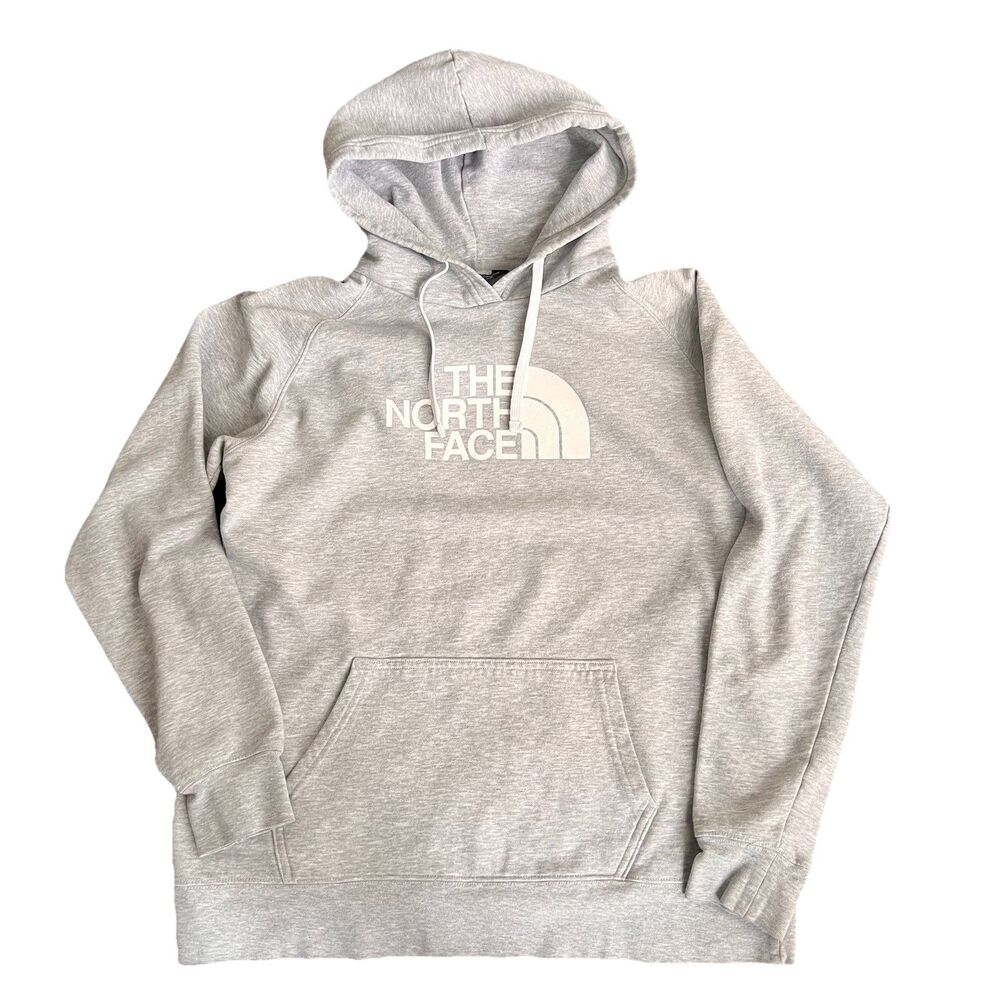 North Face Sweater Women’s Large Gray White Outdoors‎ Hoodie Sweatshirt